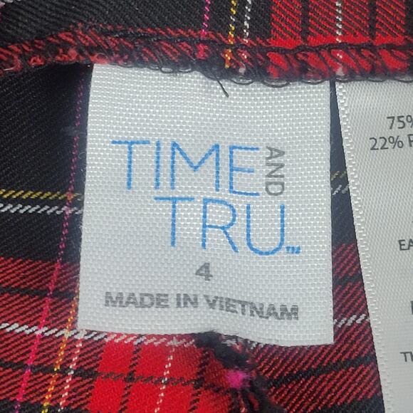 Time and Tru Red and  Black Plaid Pants Women's Size 4 - Picture 4 of 7